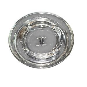 Vintage Hilton Hotels Ashtray Embossed Worldwide Logo Clear Glass Advertisement